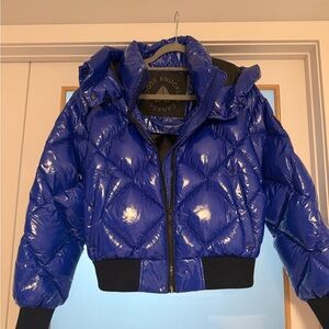 Moose Knuckles Glossy Blue Puffer Jacket